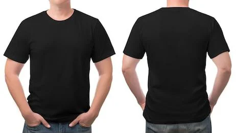 gambar mockup kaos polos item depan belakang