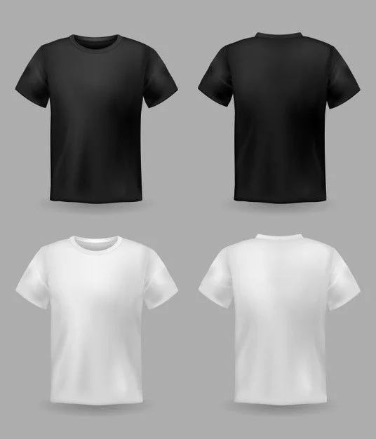 gambar mockup kaos polos item depan belakang