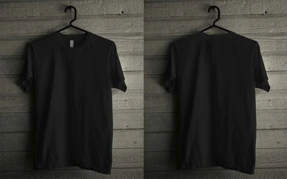 kaos polos item depan belakang hitam gambar sablonbeda 6