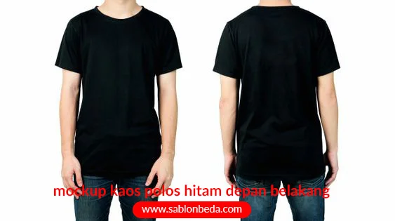 gambar mockup kaos polos item depan belakang