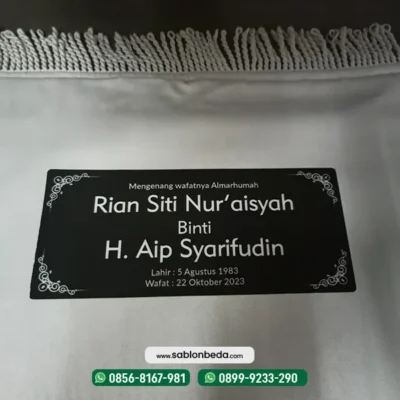 contoh sablon sajadah 40 hari wafatnya almarhumaj rian