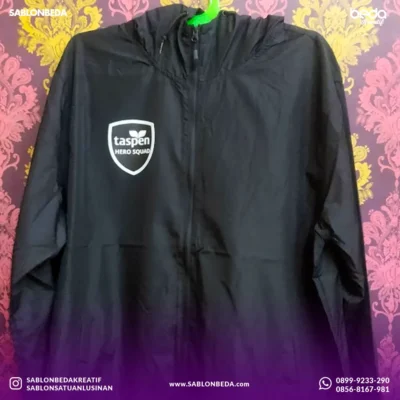 Sablon Jaket Parasut Logo Taspen Hero Squad