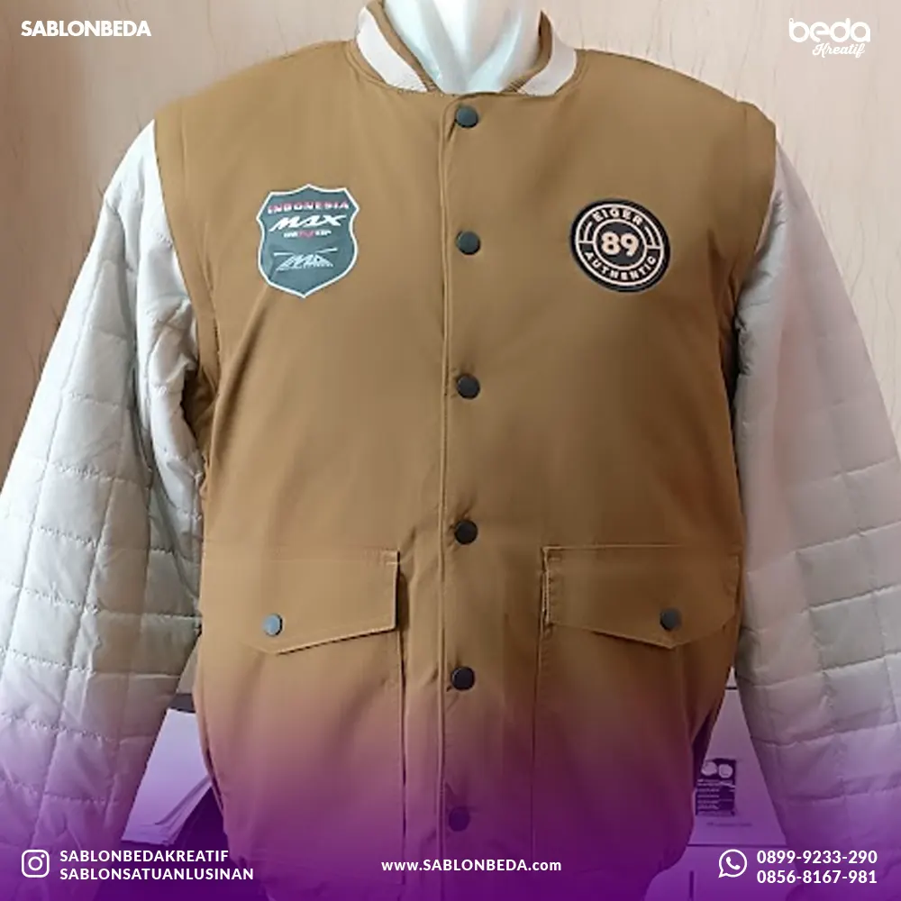 Sablon Jaket Varsity Logo Club Motor Indonesia N max Owner bagian depan