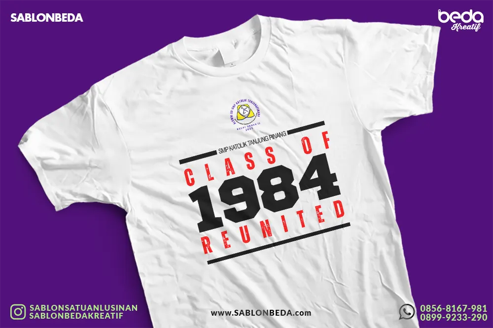 vendor bikin kaos reuni SMP Katolik Tanjung Pinang Class Of 1984 Reunited